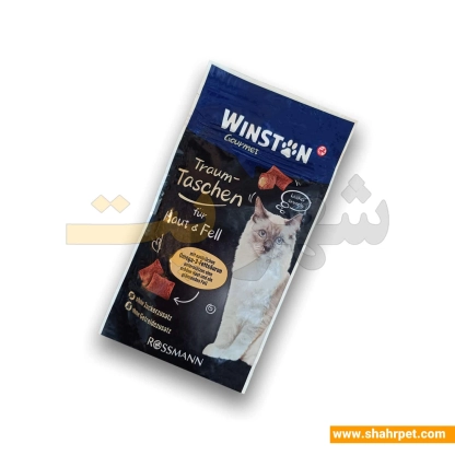 تشویقی مغزدار گربه وینستون مخصوص پوست و مو طعم مرغ