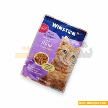 پوچ گربه وینستون گوشت گاو در ژله گوجه فرنگی ۱۰۰ گرم