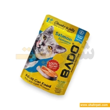 پوچ گربه بادو ماهی سالمون در ژله وزن ۸۵ گرم