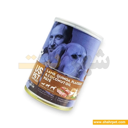 کنسرو سگ یو اس پت بره، کینوا، تخم کتان و روغن نارگیل ۴۳۰ گرم
