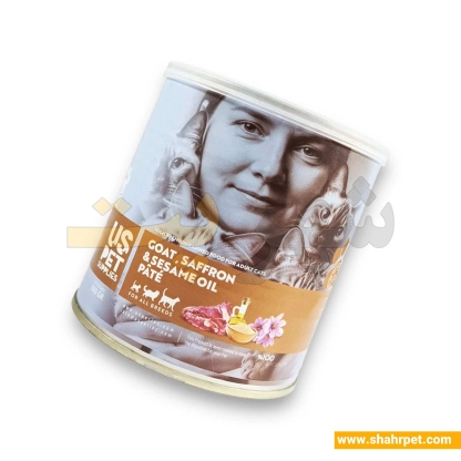 کنسرو گربه یو اس پت گوشت بز، زعفران و روغن کنجد ۸۰۰ گرم