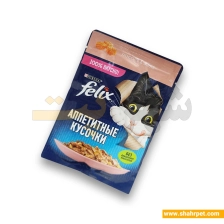 پوچ گربه فلیکس سالمون در ژله وزن ۷۵ گرم