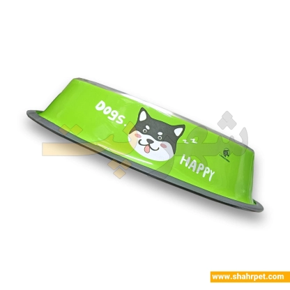 ظرف آب و غذای استیل سبز طرح دار سگ و گربه بزرگ