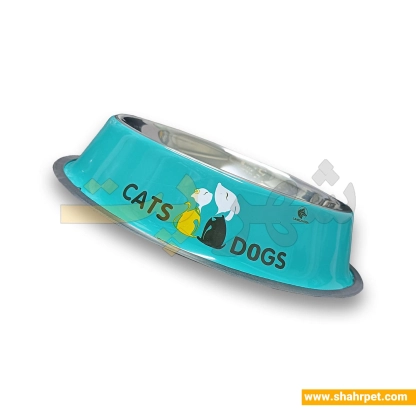 ظرف آب و غذای استیل سگ و گربه فیروزه ای سایز متوسط