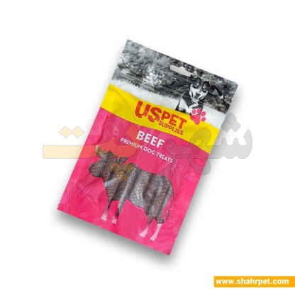 تشویقی سگ یو اس پت مدادی گوشت و پنیر 150 گرم