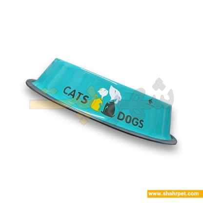 ظرف آب و غذای استیل سگ و گربه فیروزه ای سایز متوسط