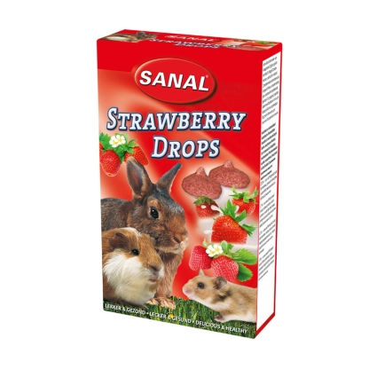 غذای تشویقی جونده سانال مدل توت فرنگی Strawberry Drops وزن 45 گرم