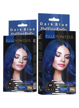 رنگ مو پودری ئاوایی وزن 50 گرم - سورمه ای