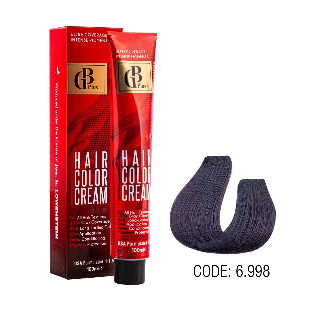 رنگ مو جی بی پلاس گروه رنگ های ترکیبی حجم 100 میل شماره 6/998 بادمجانی