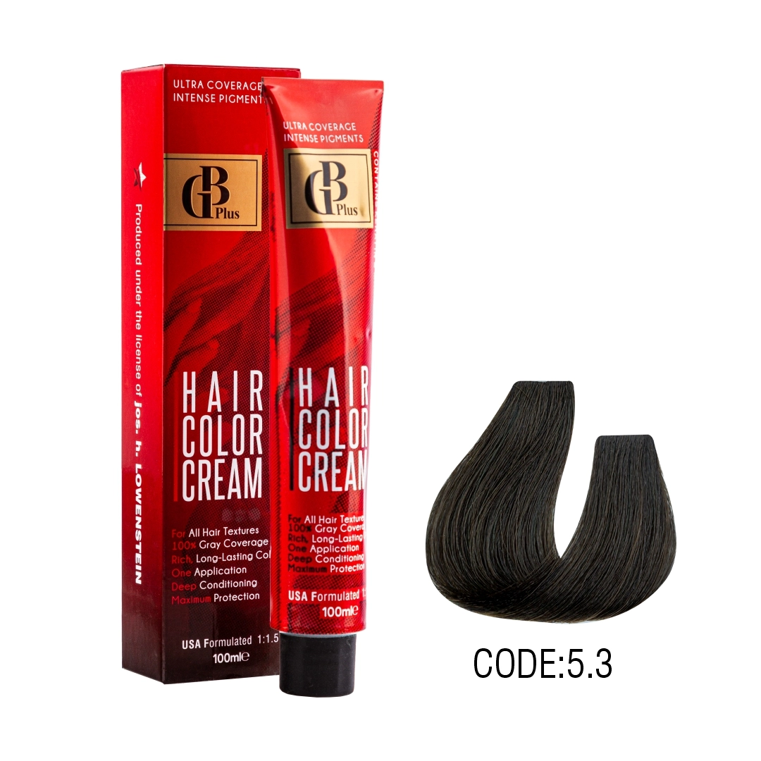 رنگ مو جی بی پلاس گروه زیتونی حجم 100 میل شماره 5/3 قهوه ای زیتونی روشن