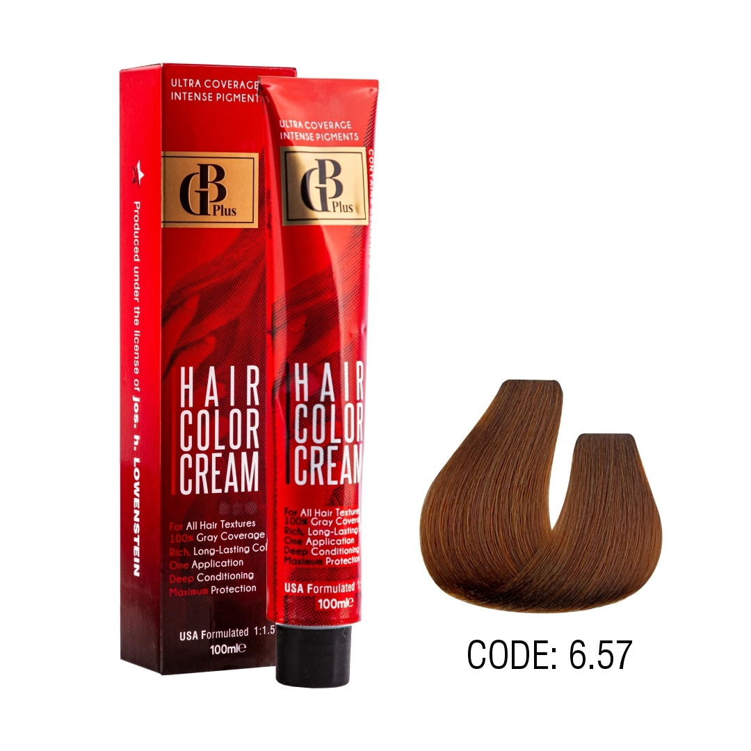 رنگ مو جی بی پلاس گروه عسلی حجم 100 میل شماره 6/57 عسلی تیره