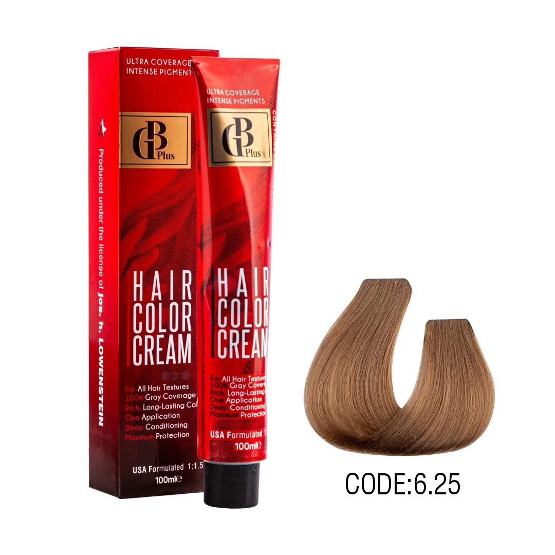 رنگ مو جی بی پلاس گروه دودی طلایی حجم 100 میل شماره 6/25 بلوند دودی طلایی تیره