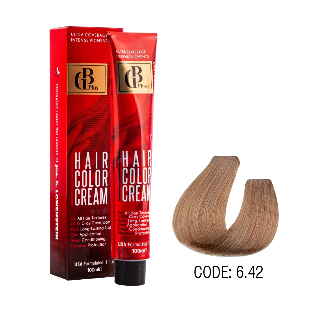 رنگ مو جی بی پلاس گروه کاراملی حجم 100 میل شماره 6/42 کاراملی تیره