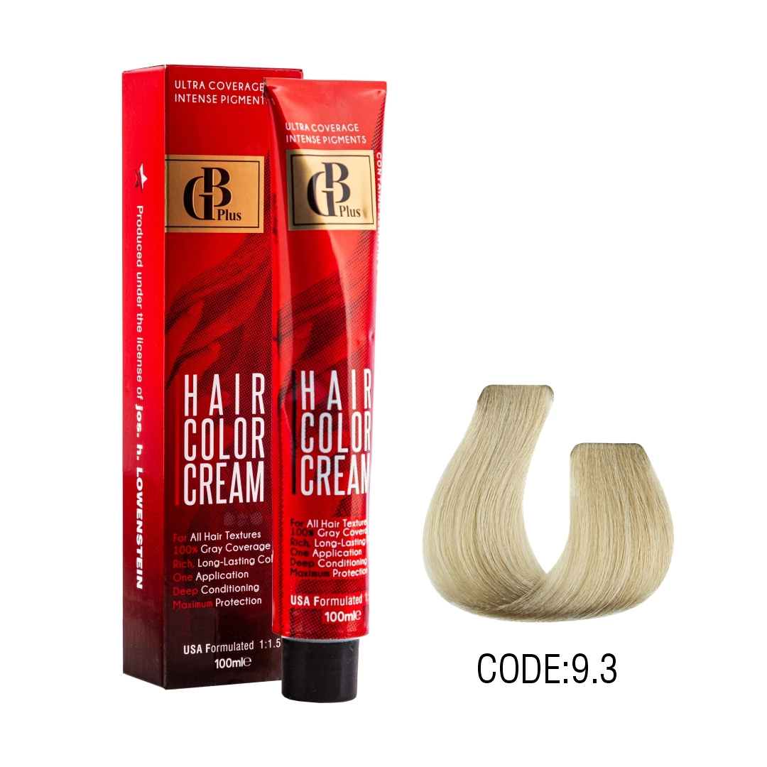 رنگ مو جی بی پلاس گروه زیتونی حجم 100 میل شماره 9/3 بلوند زیتونی خیلی روشن