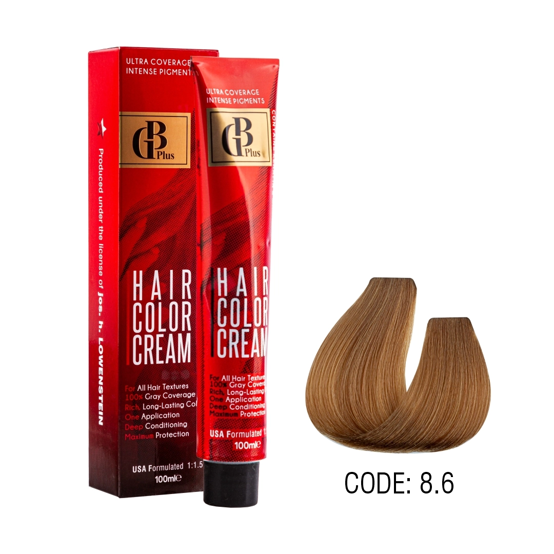 رنگ مو جی بی پلاس گروه شکلاتی حجم 100 میل شماره 8/6 بلوند شکلاتی روشن