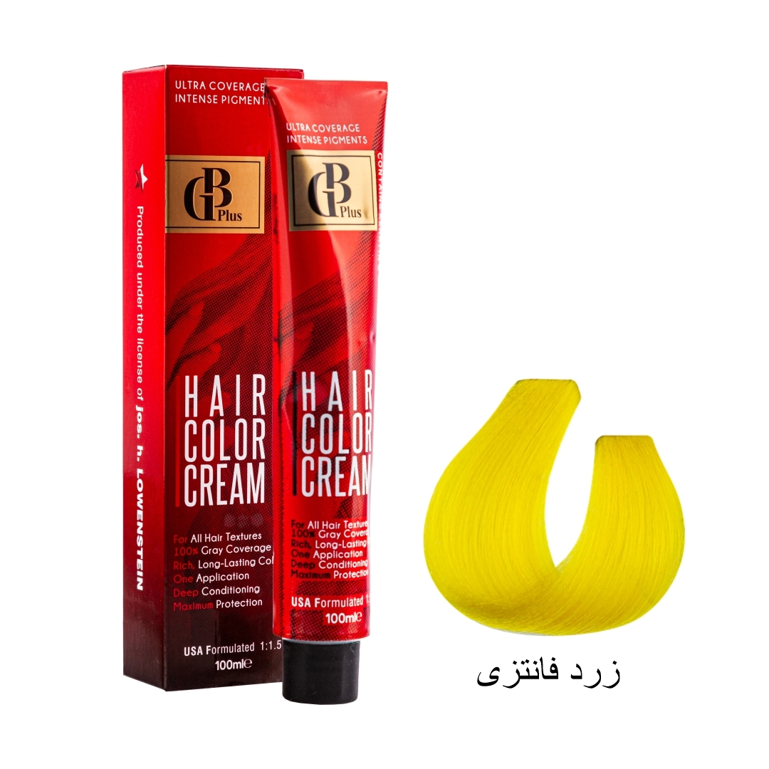 رنگ مو جی بی پلاس گروه رنگ های فانتزی حجم 100 میل زرد فانتزی