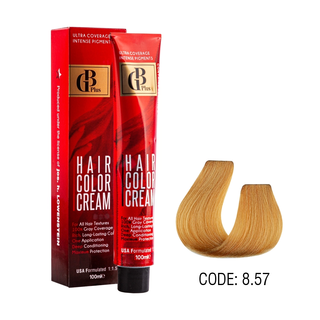 رنگ مو جی بی پلاس گروه عسلی حجم 100 میل شماره 8/57 عسلی روشن