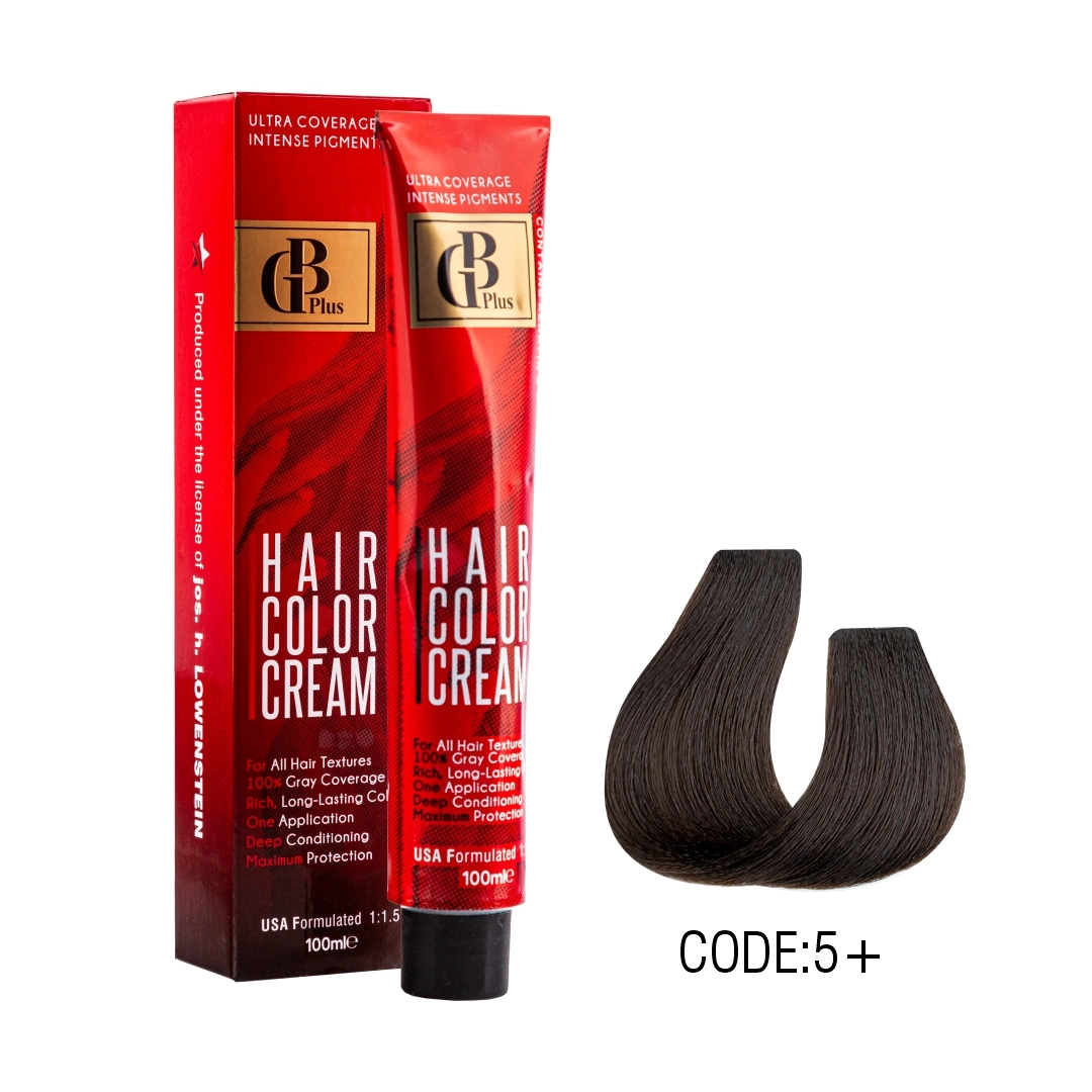 رنگ مو جی بی پلاس گروه طبیعی + حجم 100 میل شماره 5+ قهوه ای روشن قوی