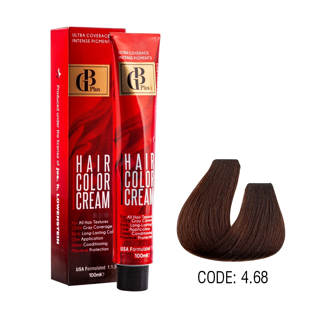 رنگ مو جی بی پلاس گروه فندقی حجم 100 میل شماره 4/68 فندقی تیره