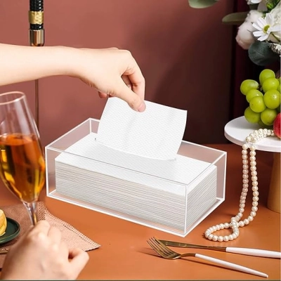 جعبه دستمال کاغذی پلکسی گلاس ساده مستطیلی