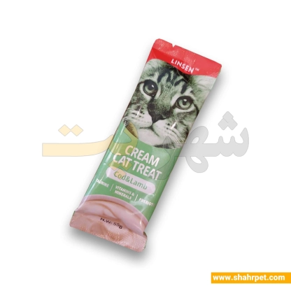 بستنی گربه تشویقی لینسن طعم ماهی کاد و بره 55 گرمی