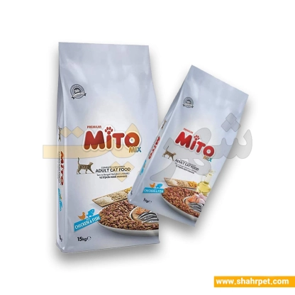 غذای خشک گربه میتو میکس طعم مرغ و ماهی