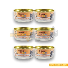 کنسرو گربه شهرپت نچرال مرغ و میگو 120 گرم بسته 6 عددی