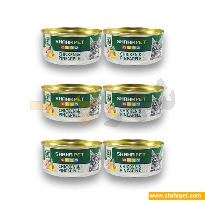کنسرو گربه شهرپت نچرال مرغ و آناناس 120 گرم بسته 6 عددی