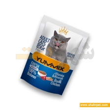 پوچ گربه یامیکس پته گوشت و مرغ وزن 85 گرم
