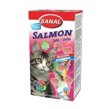 غذای تشویقی گربه سانال با طعم سالمون مدل Salmon yeast treats  وزن 400 گرم