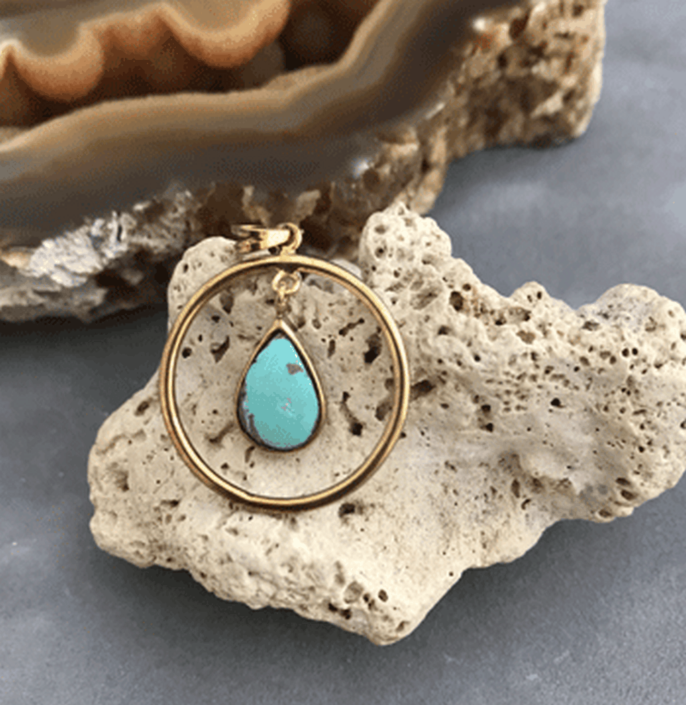 آویز گردنبند فیروزه نیشابور کد1239