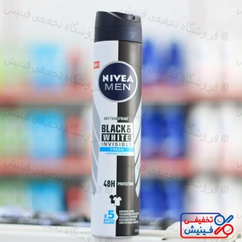 اسپری ضد تعریق مردانه نیوا Black & White Invisible Fresh حجم 200 میل