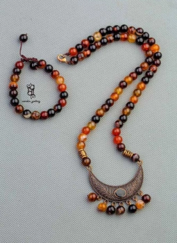 نیم ست زنانه سنگ عقیق  کد ١٠٠٤