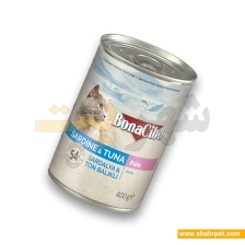 کنسرو گربه بوناسیبو با طعم ماهی ساردین و تن