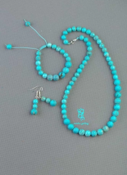 نیم ست زنانه سنگ فیروزه کد ١٠٠٥