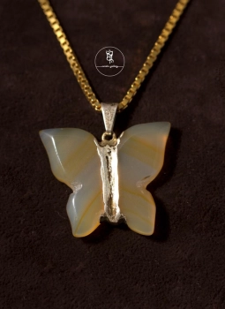 آویز گردنبند پروانه عقیق کد1217