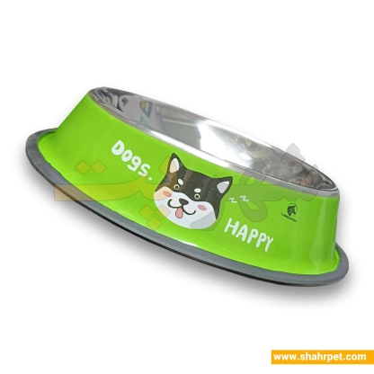 ظرف آب و غذای استیل سبز طرح دار سگ و گربه بزرگ