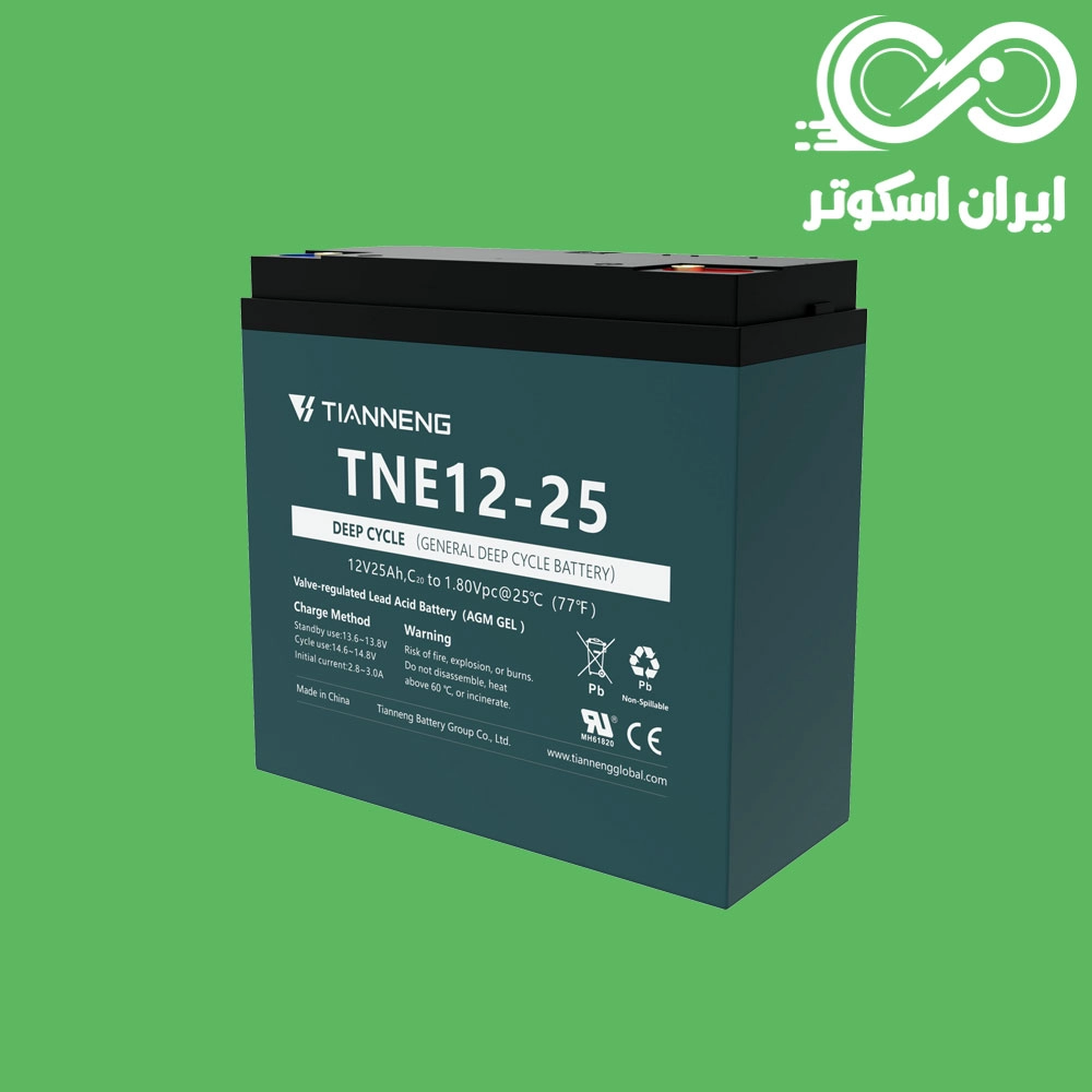 باتری موتور برقی 12 ولت 25 آمپر Tianneng